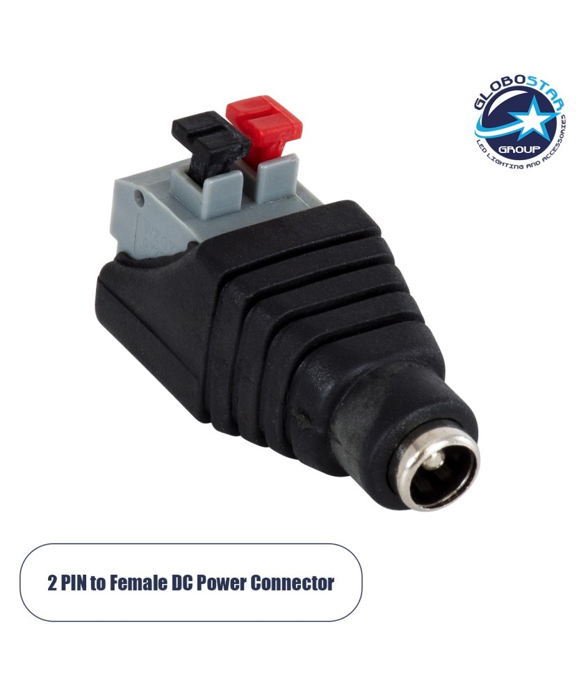 GloboStar® 70678 Βύσμα Τροφοδοσίας DC Θηλυκό - Female Jack σε Κλέμα Πατητή Ταχείας Σύνδεσης L3.8 x W1.5 x H2cm